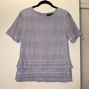 Banana Republic Lace Tiered Shirt Solid Periwinkle Size Small EUC